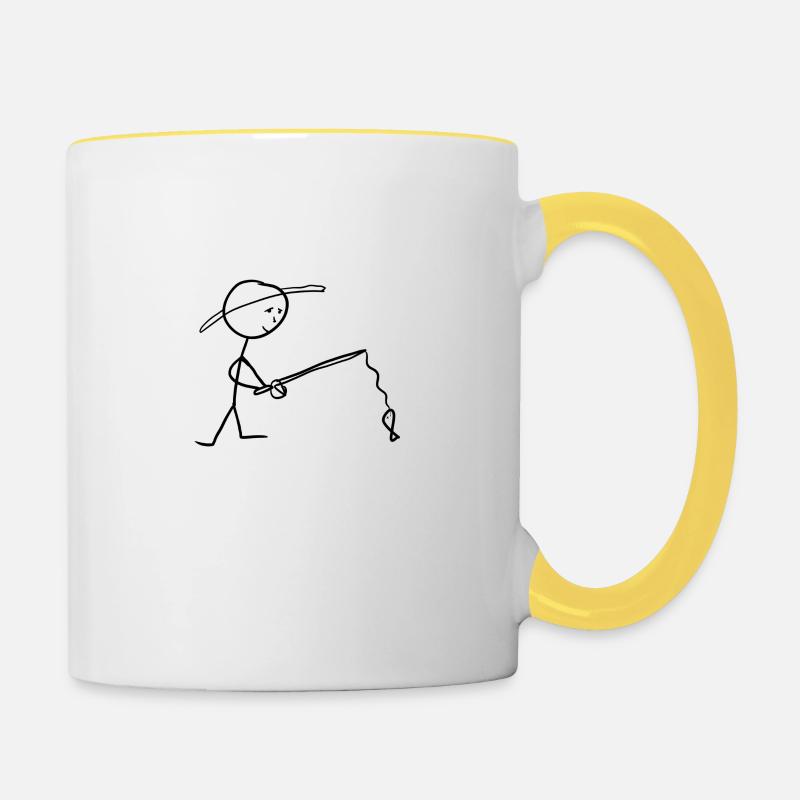 Pêcheur dessin pêcheur - Mug contrasté - blanc/jaune