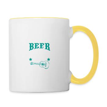 camions bière musique country - Mug contrasté - blanc/jaune - Droite
