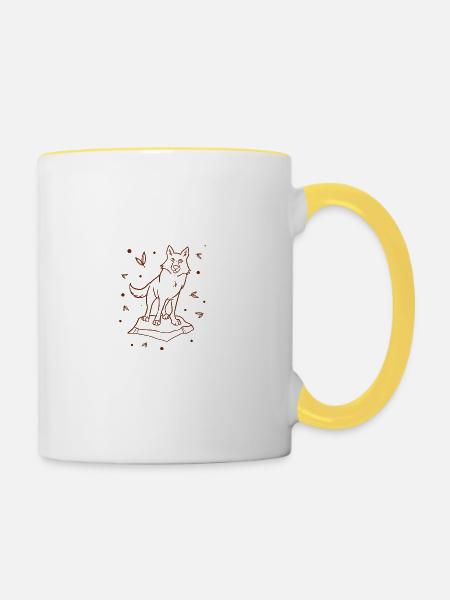 Wolf - Tierfreund - Naturschutz - Tasse zweifarbig - Weiß/Gelb