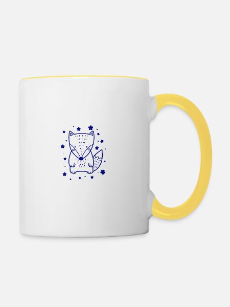 kleiner süßer Fuchs - Tasse zweifarbig - Weiß/Gelb