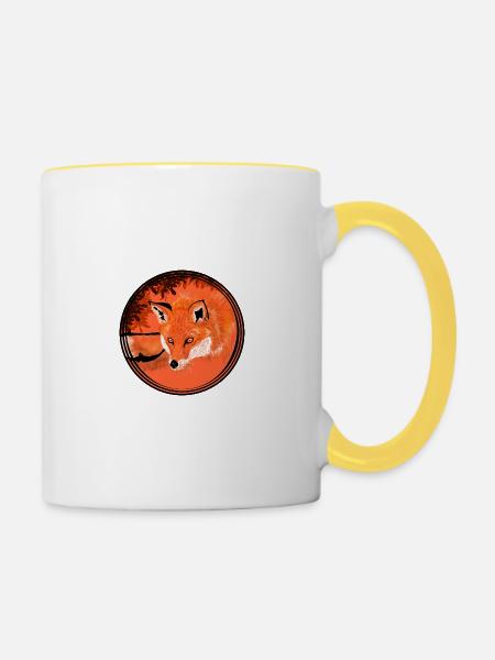 Fuchskopf - Tasse zweifarbig - Weiß/Gelb