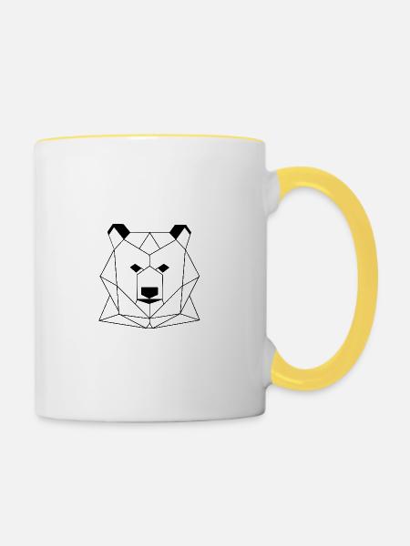 Bär Geometrie - Tasse zweifarbig - Weiß/Gelb