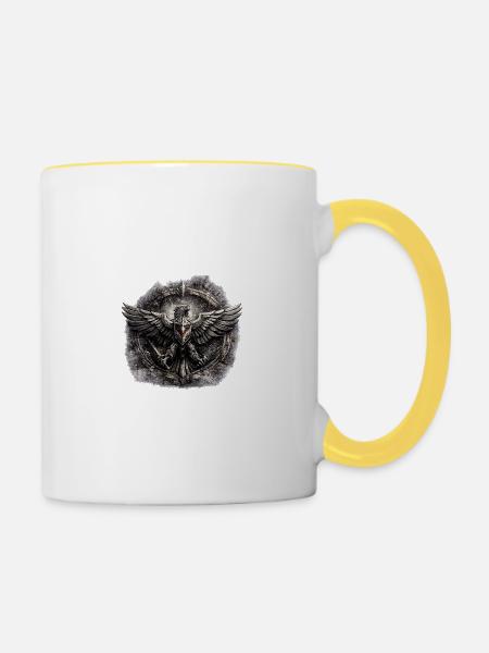 Gothic Adlerwappen mit Flügeln - Tasse zweifarbig - Weiß/Gelb