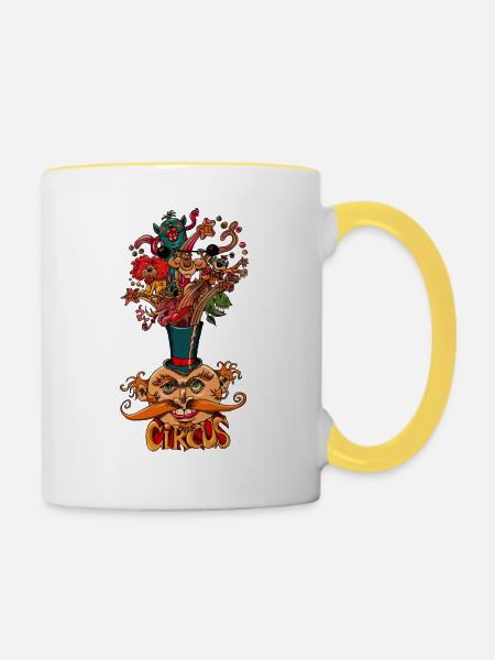 der Zirkus - Tasse zweifarbig - Weiß/Gelb