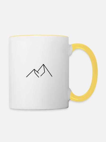 Alpen Berge Minimal - Tasse zweifarbig - Weiß/Gelb