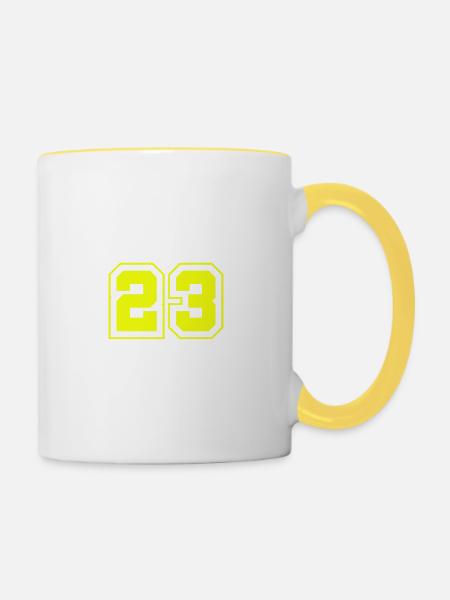23 Symbole numérique - Mug contrasté - blanc/jaune