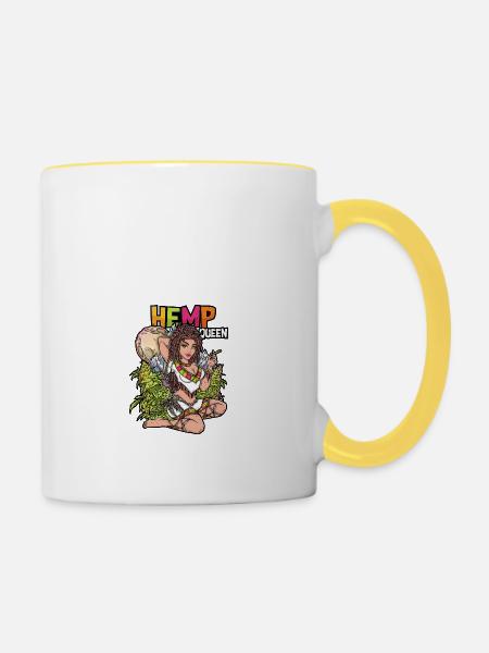 Hanf Königin - Tasse zweifarbig - Weiß/Gelb