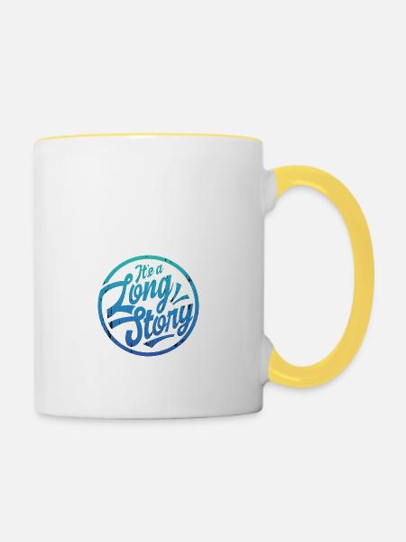 Lange Geschichte - Tasse zweifarbig - Weiß/Gelb