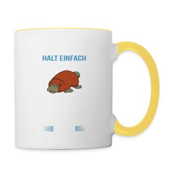 Schnabeltier Ich mag Schnabeltiere Platypus süß - Tasse zweifarbig - Weiß/Gelb - Rechts