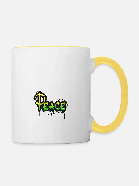 Frieden - Tasse zweifarbig - Weiß/Gelb