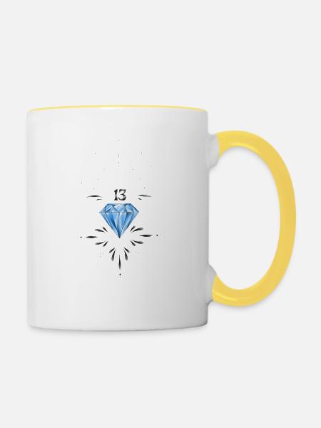 Diamant 13 - Tasse zweifarbig - Weiß/Gelb