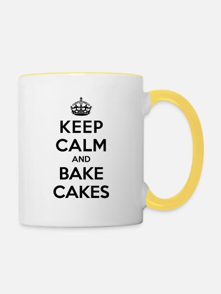 Keep calm and bake cakes - Tasse zweifarbig - Weiß/Gelb