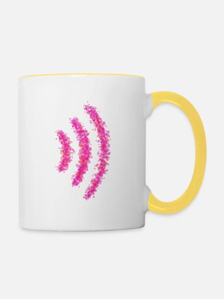 WiFi-Signal-T-Stück - Tasse zweifarbig - Weiß/Gelb