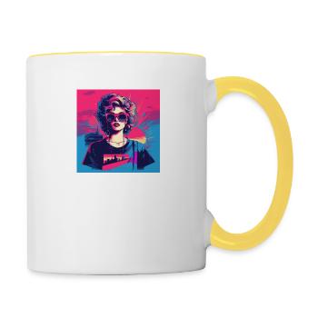 Femme des années 80 - Mug contrasté - blanc/jaune - Droite