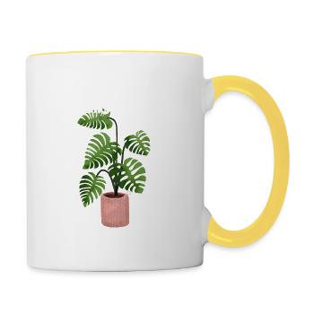 MONSTERA MONSTER PLANT - Contrasting Mug - white/yellow - Right