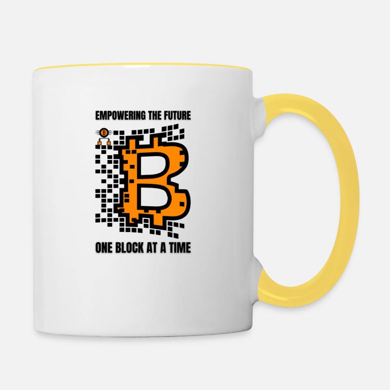 Bitcoin Blockchain Geld Geschenk Geschenkidee - Tasse zweifarbig - Weiß/Gelb