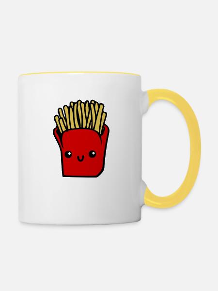 Pommes frites - Tasse zweifarbig - Weiß/Gelb