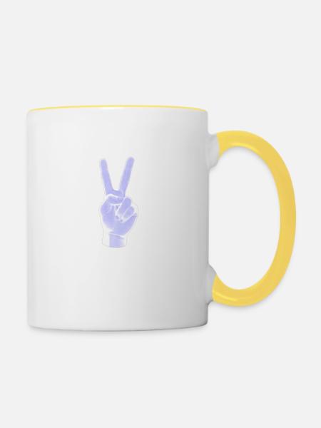 neon peace - Tasse zweifarbig - Weiß/Gelb