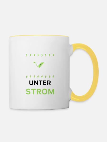 Rentner unter Strom eBike Geschenk - Tasse zweifarbig - Weiß/Gelb