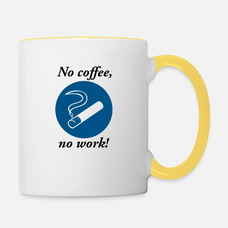 No Coffe no work 2 - Tasse zweifarbig - Weiß/Gelb