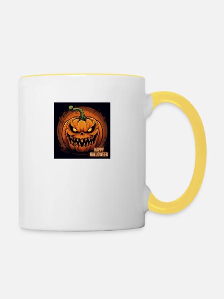 Happy Halloween Pumpkin - Tasse zweifarbig - Weiß/Gelb