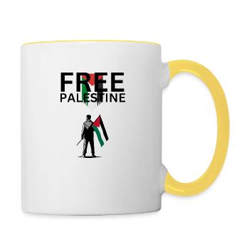 Free Palestine - Contrasting Mug - white/yellow - Right
