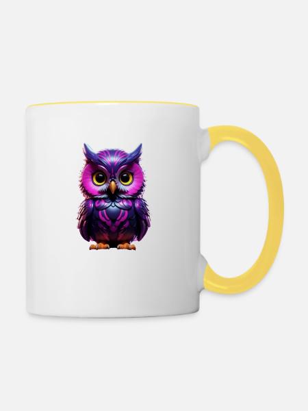 Baby Owl/ Baby Eule - Tasse zweifarbig - Weiß/Gelb