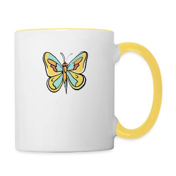 Schmetterling - Tasse zweifarbig - Weiß/Gelb - Rechts