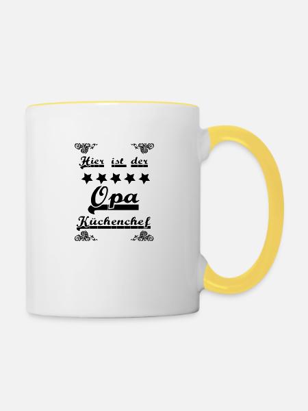 Opa ist Küchenchef - Tasse zweifarbig - Weiß/Gelb