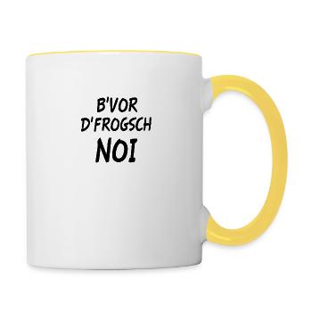 bvor dfrogsch noi Drôles de Souabes disant dialecte - Mug contrasté - blanc/jaune - Droite