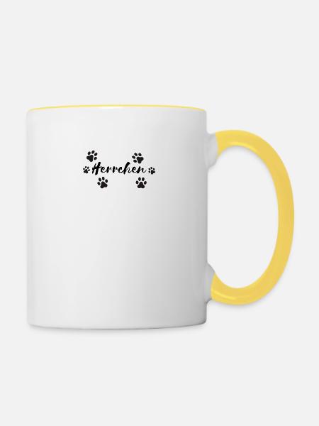 Herrchen Hundehalter Partnerdesign - Tasse zweifarbig - Weiß/Gelb
