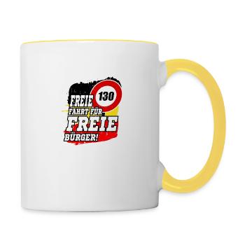 FREIE FAHRT FÜR FREIE BÜRGER Kein Tempolimit - Tasse zweifarbig - Weiß/Gelb - Rechts