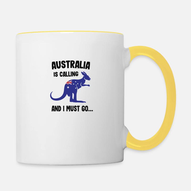 Australia is calling kangaroo gift - Contrasting Mug - white/yellow