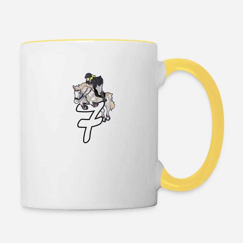 Chemise anniversaire cavalier 7ème anniversaire - Mug contrasté - blanc/jaune