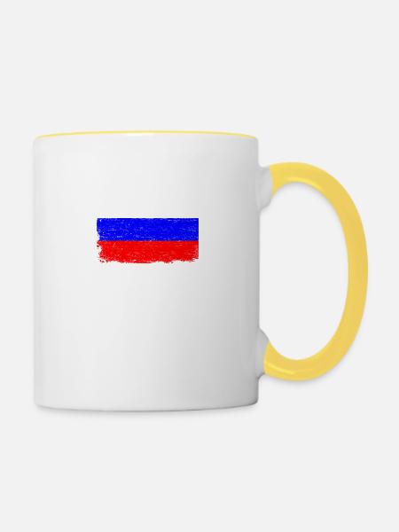 RUSSLAND FLAGGE Geschenk Russland Fahne für РОССИЯ - Tasse zweifarbig - Weiß/Gelb