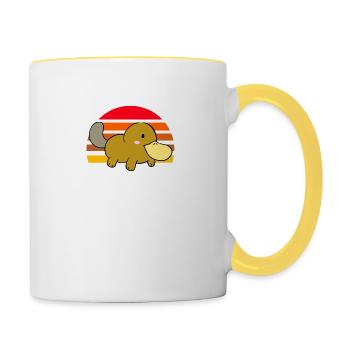 Schnabeltier Sonnenuntergang - Tasse zweifarbig - Weiß/Gelb - Rechts