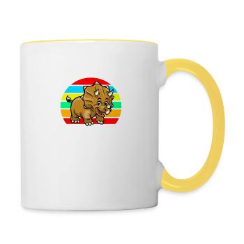 Triceratops sunset - Contrasting Mug - white/yellow - Right