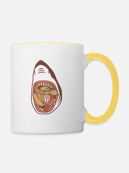 Hai Fast Food - Tasse zweifarbig - Weiß/Gelb