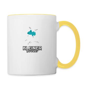 Kleiner Bruder Dinosaurier - Tasse zweifarbig - Weiß/Gelb - Rechts
