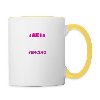 Fechten Spruch Frau Mädchen Fechterin Kampfsport - Tasse zweifarbig - Weiß/Gelb - Rechts