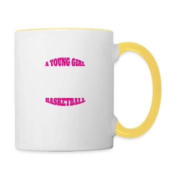 Basket-ball femme basket - Mug contrasté - blanc/jaune - Droite