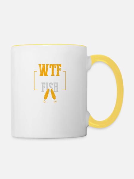 fishing angeln spruch - Tasse zweifarbig - Weiß/Gelb