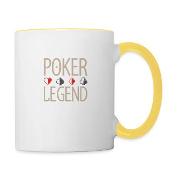 Poker legend Geschenk Kartenspiel Spielkarte - Tasse zweifarbig - Weiß/Gelb - Rechts