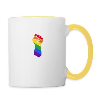 Pride LGBT Spruch Geschenk Rechte Queer - Tasse zweifarbig - Weiß/Gelb - Rechts