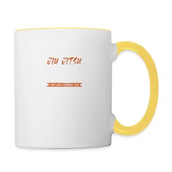 dad papa jiu jitsu - Mug contrasté - blanc/jaune - Droite