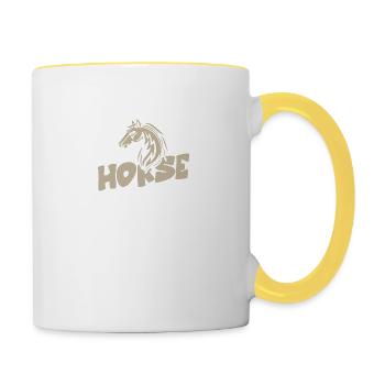 chevaux jeunes - Mug contrasté - blanc/jaune - Droite