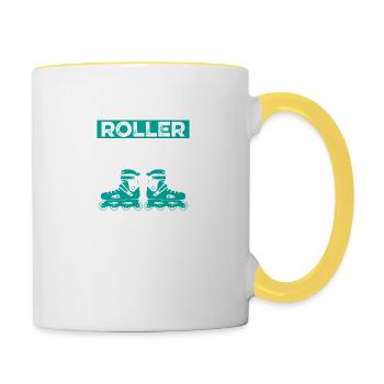 roller girl inline skate - Mug contrasté - blanc/jaune - Droite