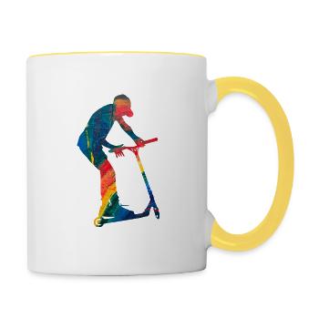 trottinette freestyle - Mug contrasté - blanc/jaune - Droite