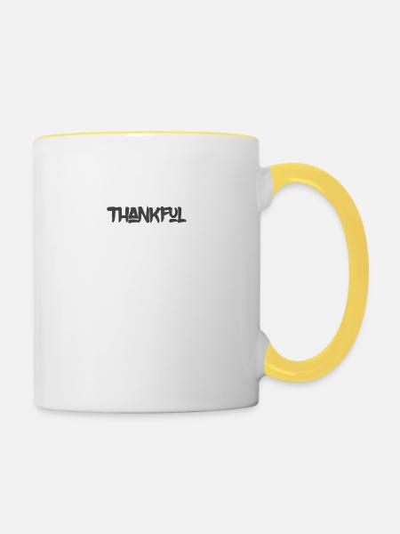 Christliches Design dankbar - Tasse zweifarbig - Weiß/Gelb