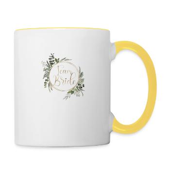 Équipe Bride! Cercle d’eucalyptus - Mug contrasté - blanc/jaune - Droite